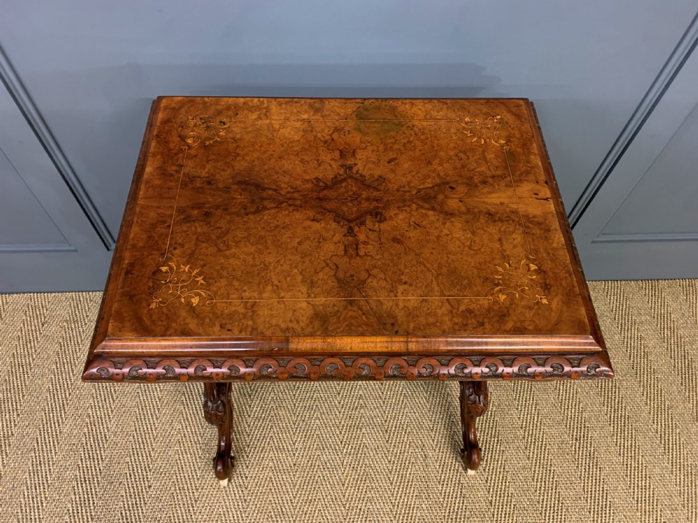 Victorian Inlaid Burr Walnut Work Table View III
