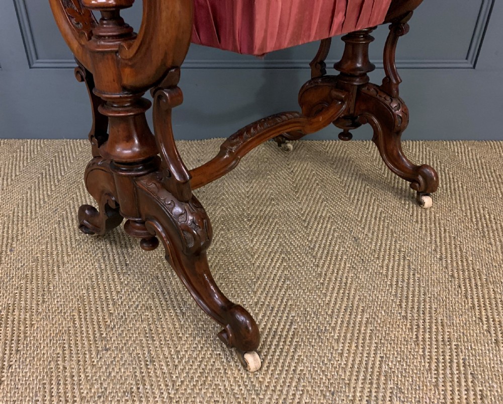Victorian Inlaid Burr Walnut Work Table View XI