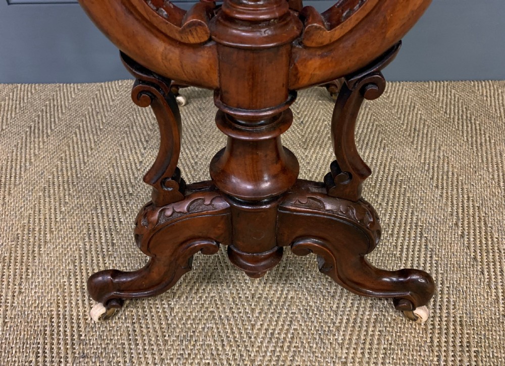 Victorian Inlaid Burr Walnut Work Table View XII