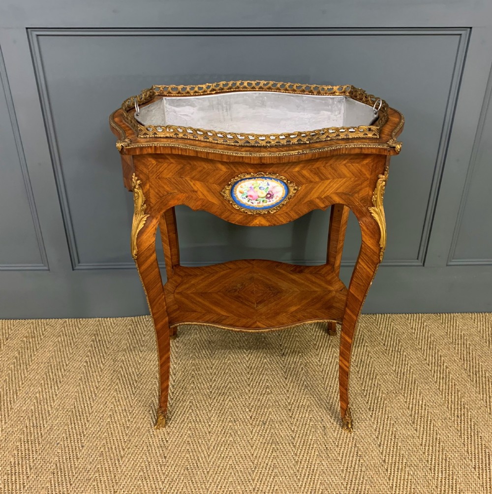Kingwood Jardiniere With Porcelain Plaques