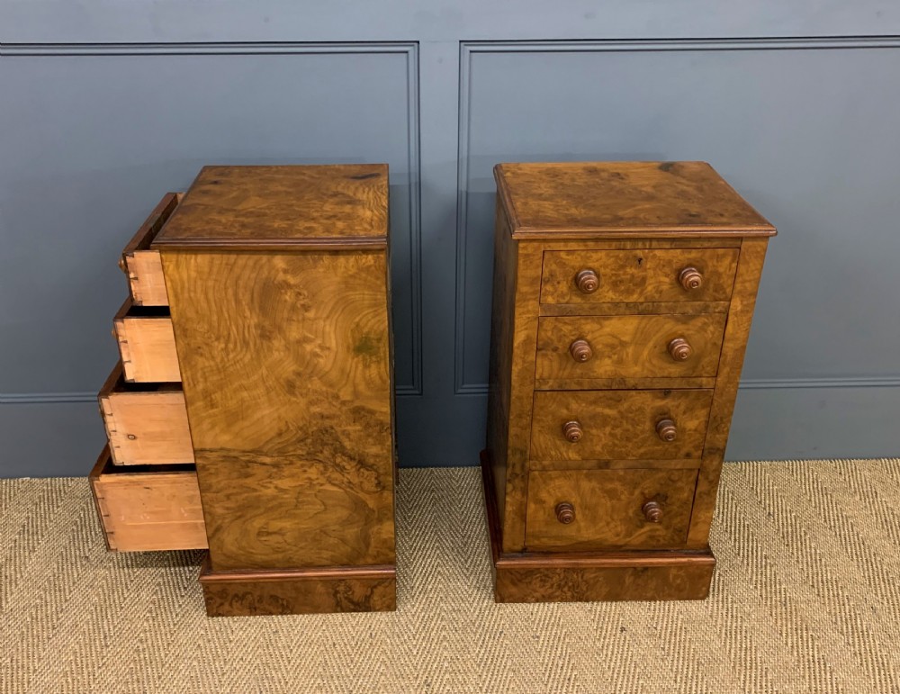 Pair of Victorian Burr Walnut Bedside Chests View III