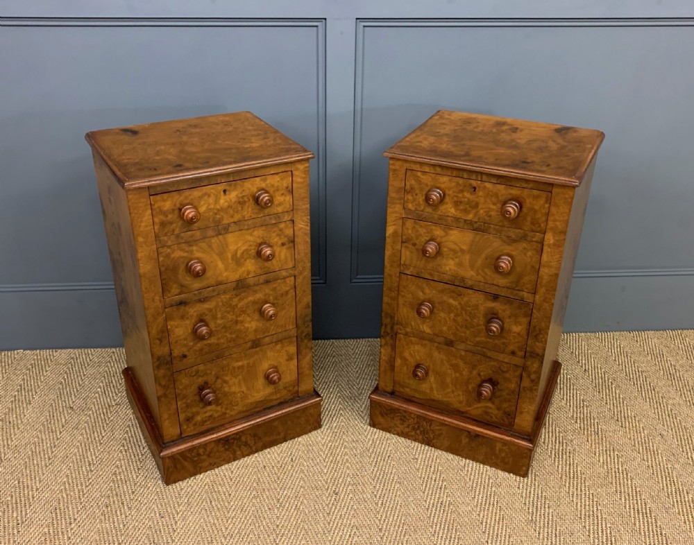 Pair of Victorian Burr Walnut Bedside Chests View IV