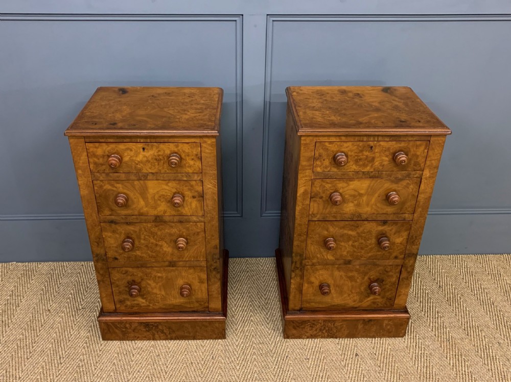 Pair of Victorian Burr Walnut Bedside Chests View VI