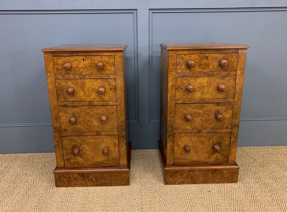 Pair of Victorian Burr Walnut Bedside Chests View VII