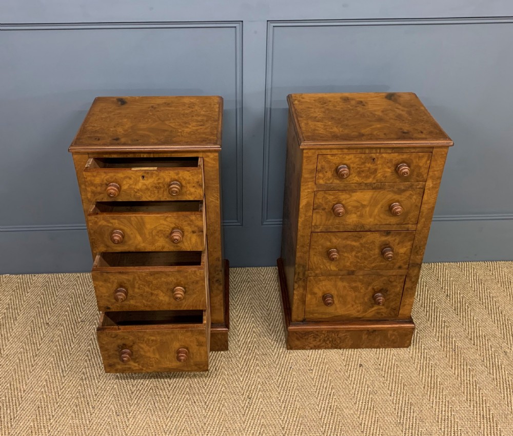 Pair of Victorian Burr Walnut Bedside Chests View VIII