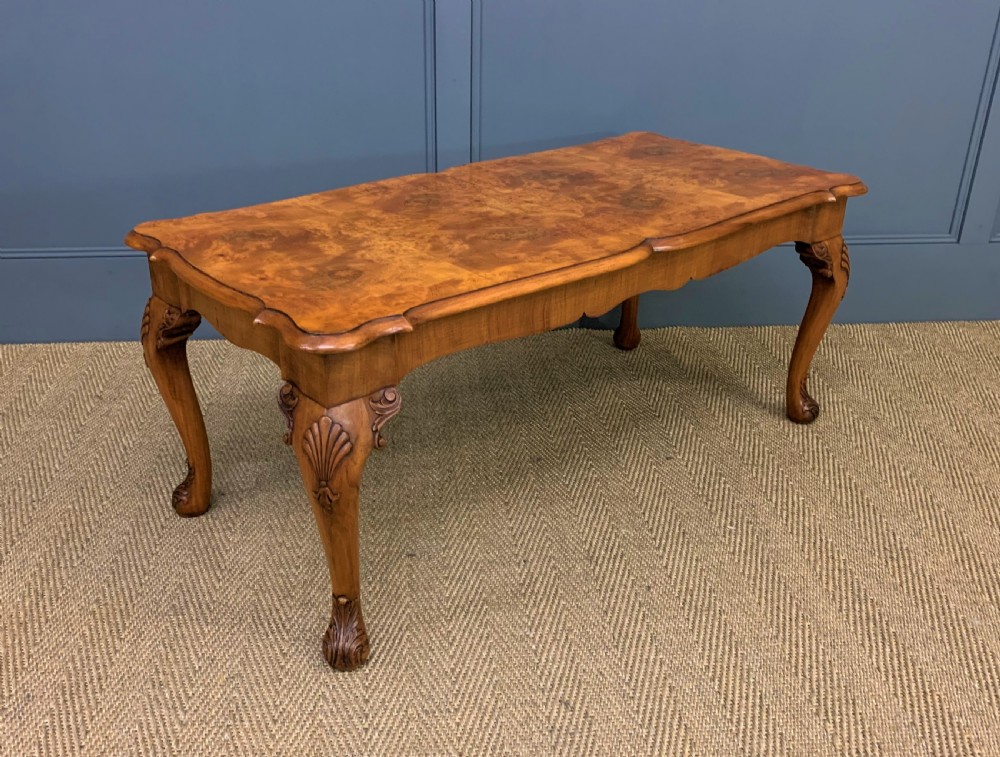 Queen Anne Style Burr Walnut Coffee Table
