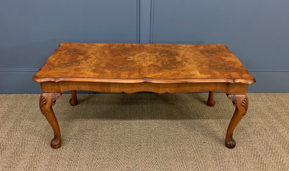 Queen Anne Style Burr Walnut Coffee Table View II