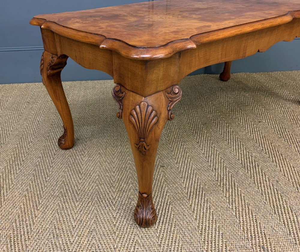 Queen Anne Style Burr Walnut Coffee Table View IV