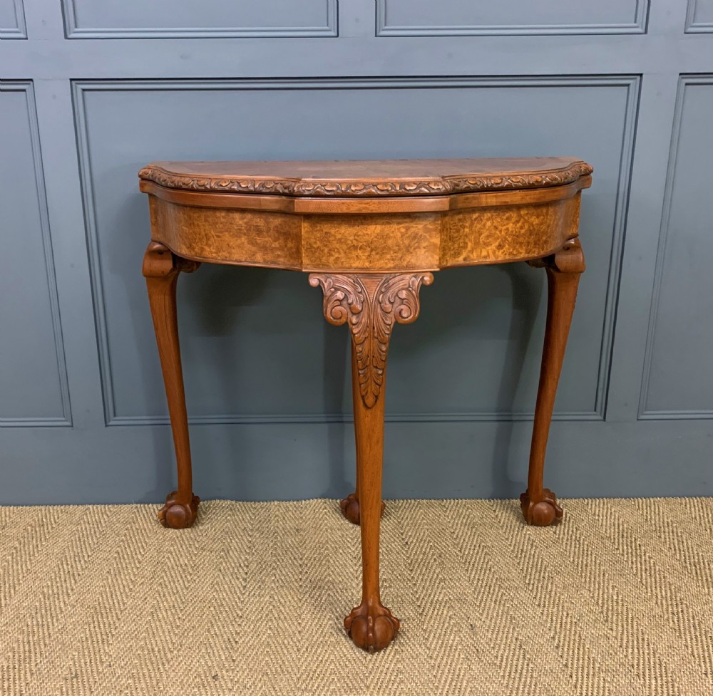 Burr Walnut Card Table View VI