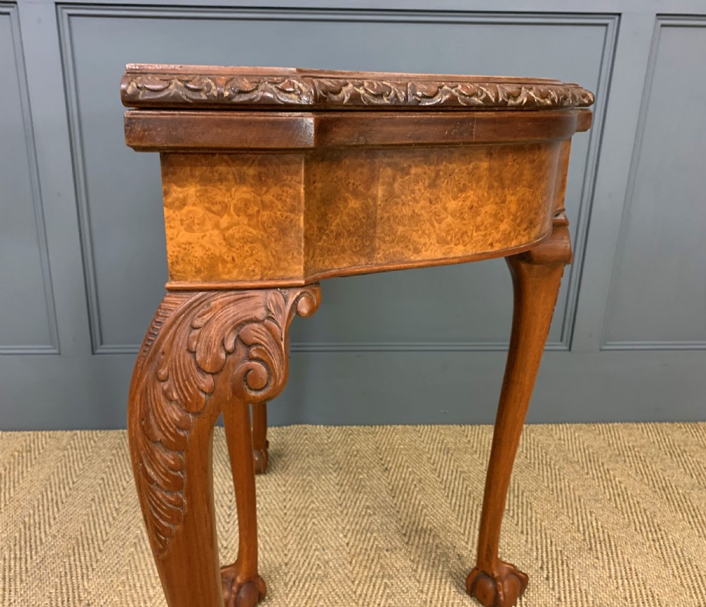 Burr Walnut Card Table View XI