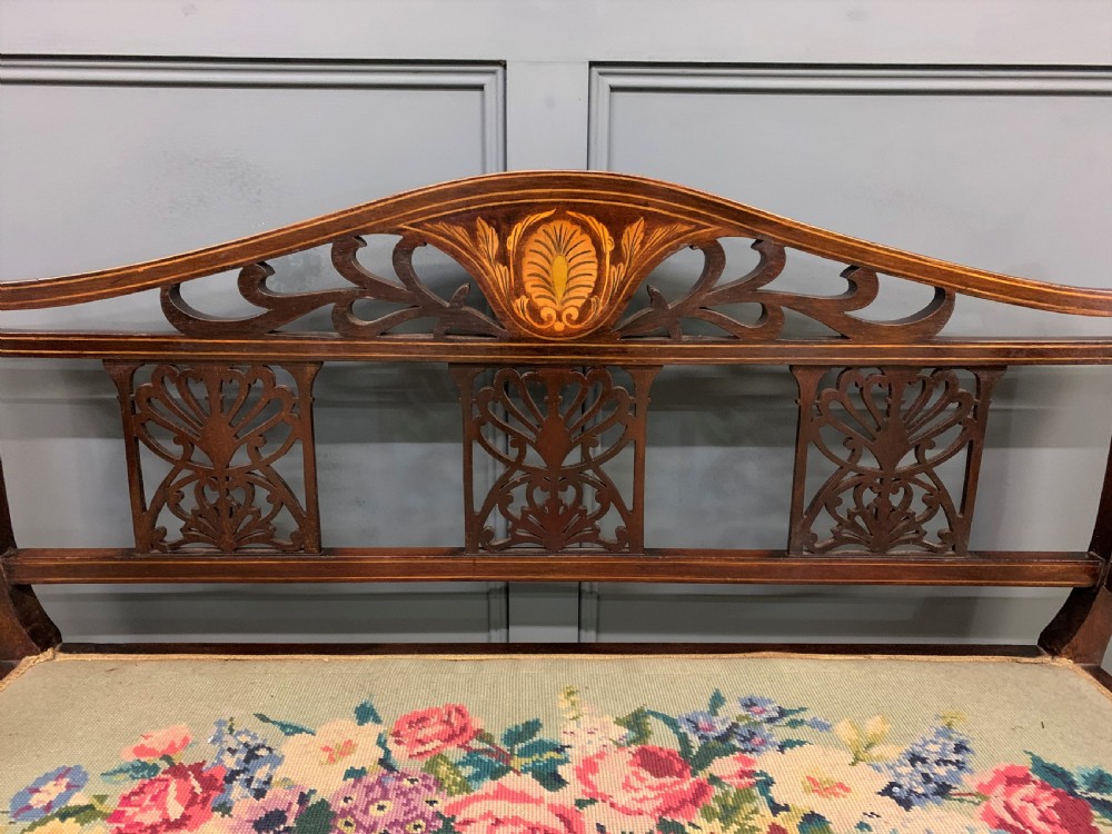 Edwardian Inlaid Mahogany Bench View III
