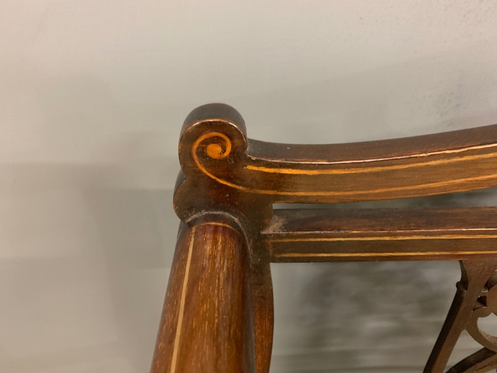 Edwardian Inlaid Mahogany Bench View IX