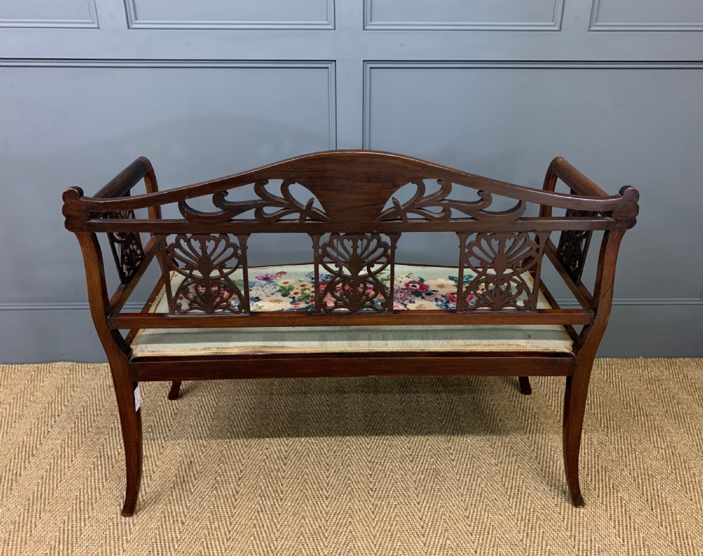 Edwardian Inlaid Mahogany Bench View X
