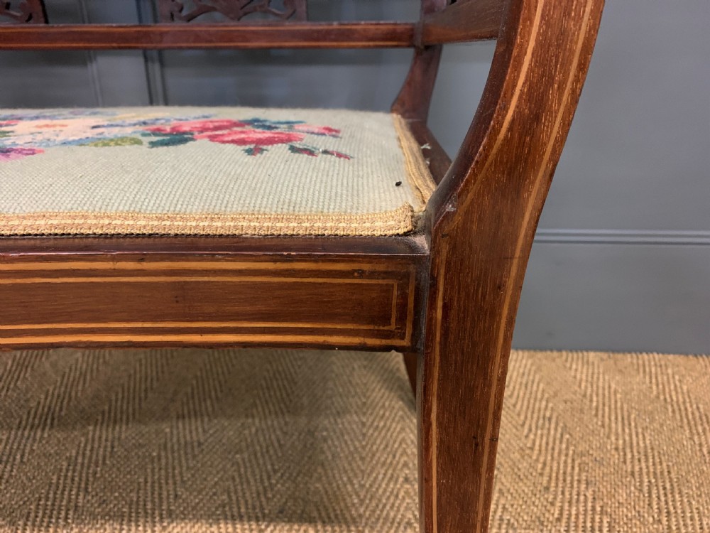 Edwardian Inlaid Mahogany Bench View XI