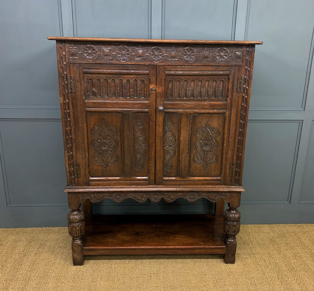 19th Century Carved Oak Cupboard