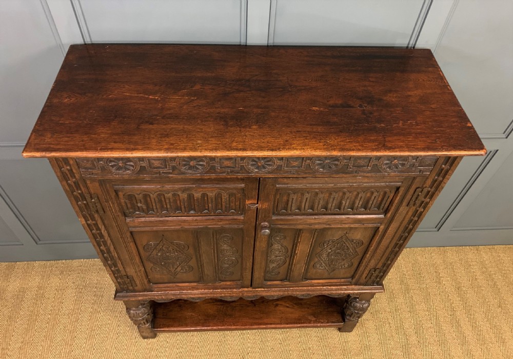 19th Century Carved Oak Cupboard View II