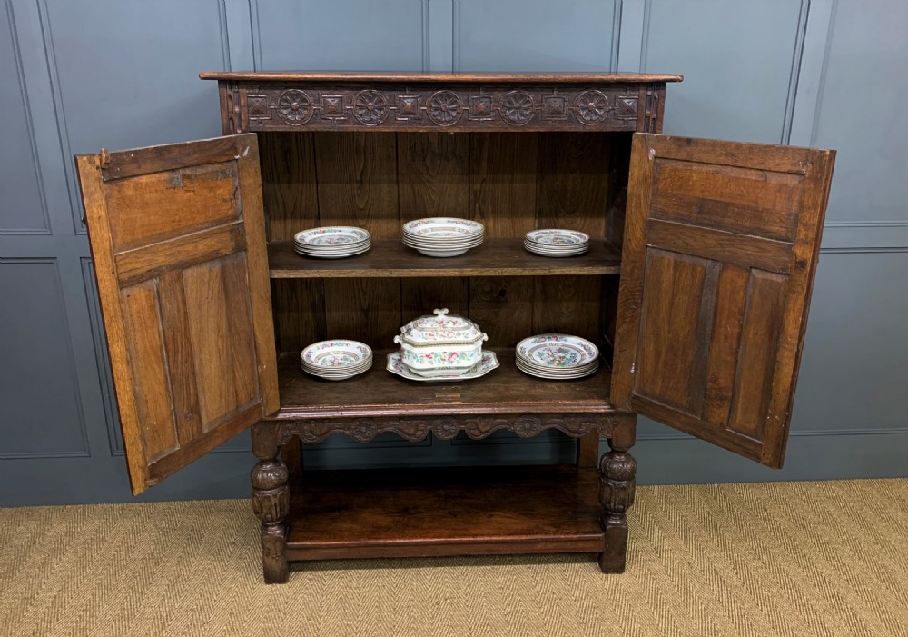 19th Century Carved Oak Cupboard View III