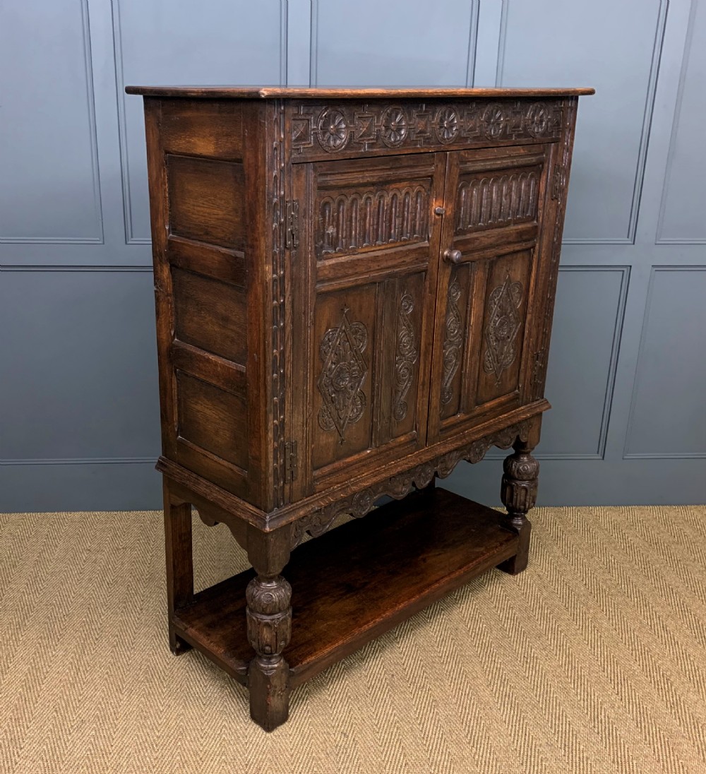 19th Century Carved Oak Cupboard View IV