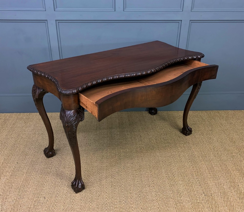 Chippendale Style Serpentine Shaped Mahogany Table View IX