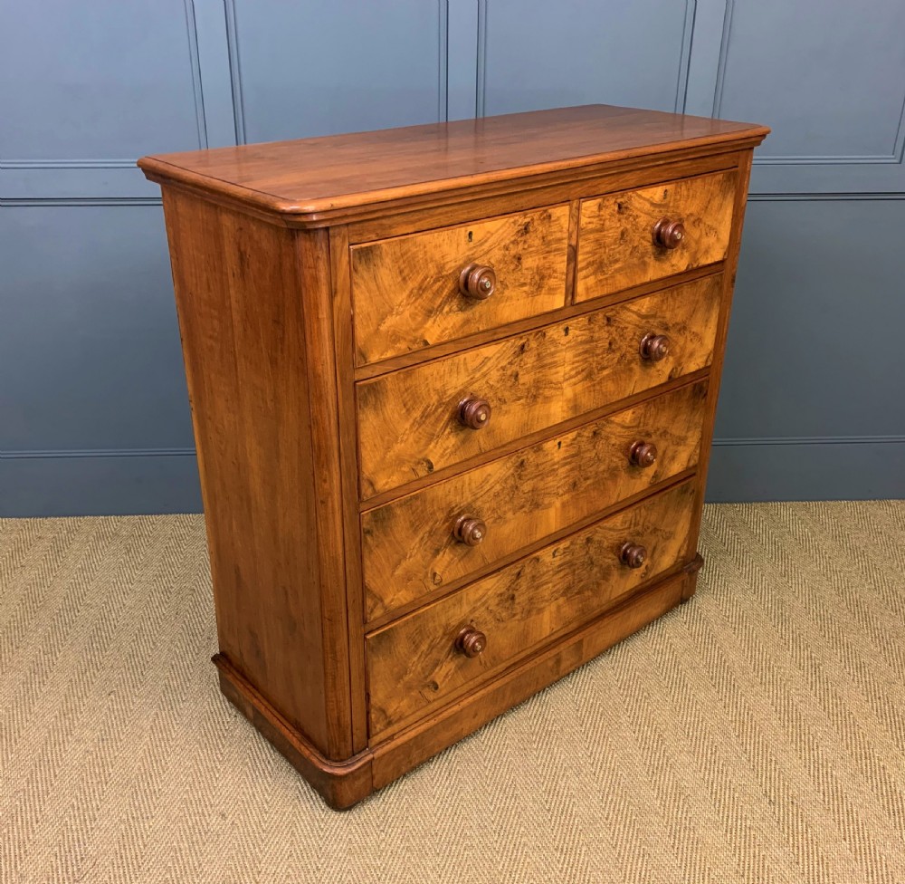 Victorian Figured Walnut Chest of Drawers View III