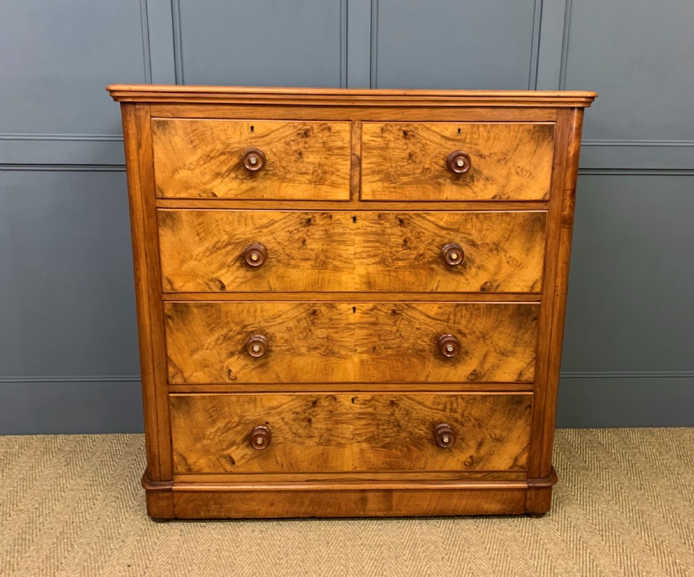 Victorian Figured Walnut Chest of Drawers View VI