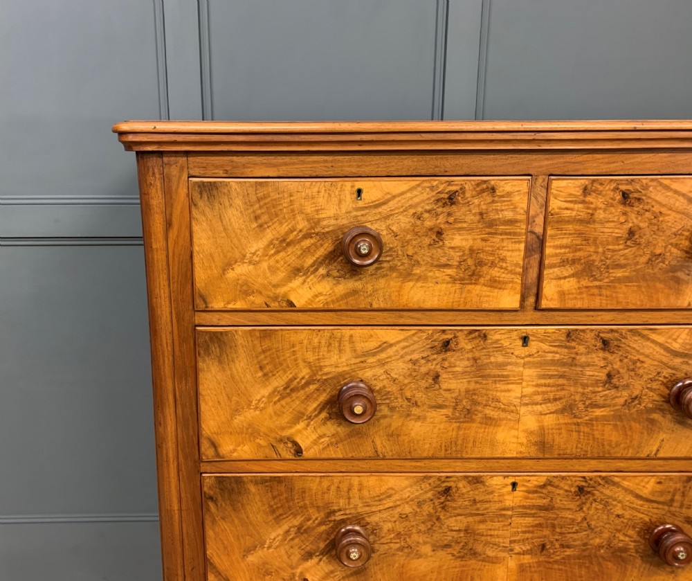 Victorian Figured Walnut Chest of Drawers View VII