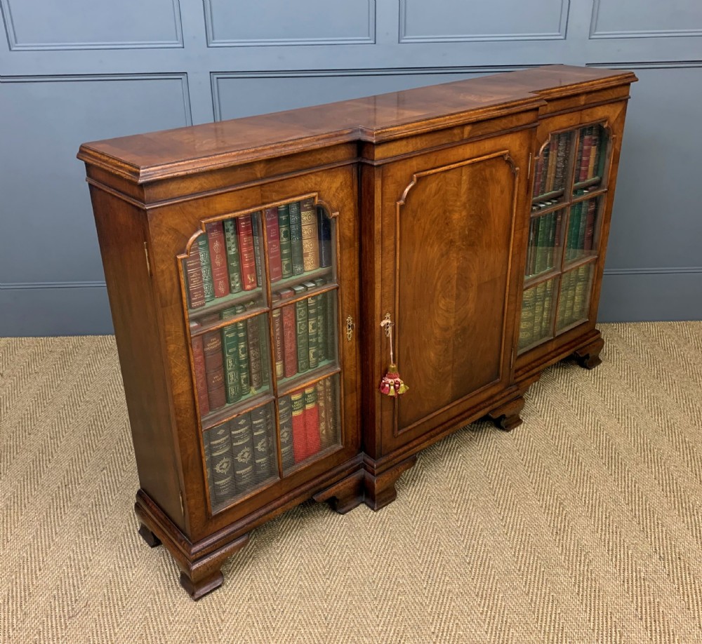 Burr Walnut Breakfront Bookcase