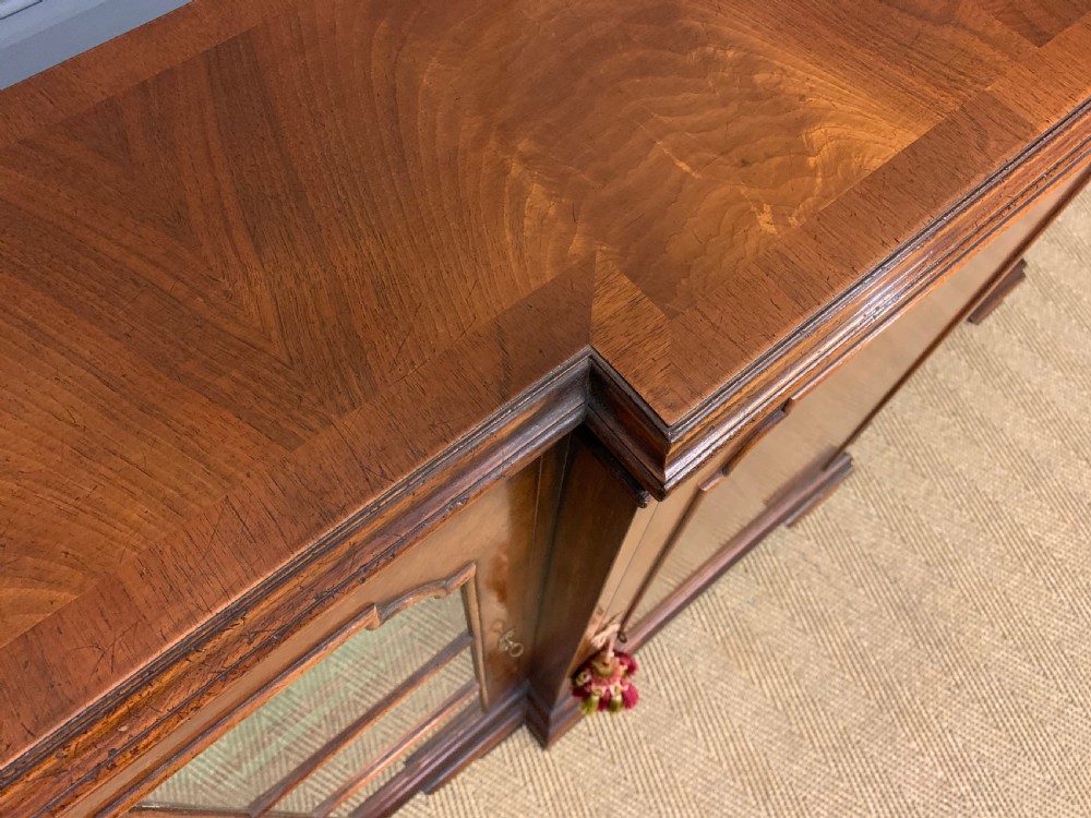 Burr Walnut Breakfront Bookcase View III