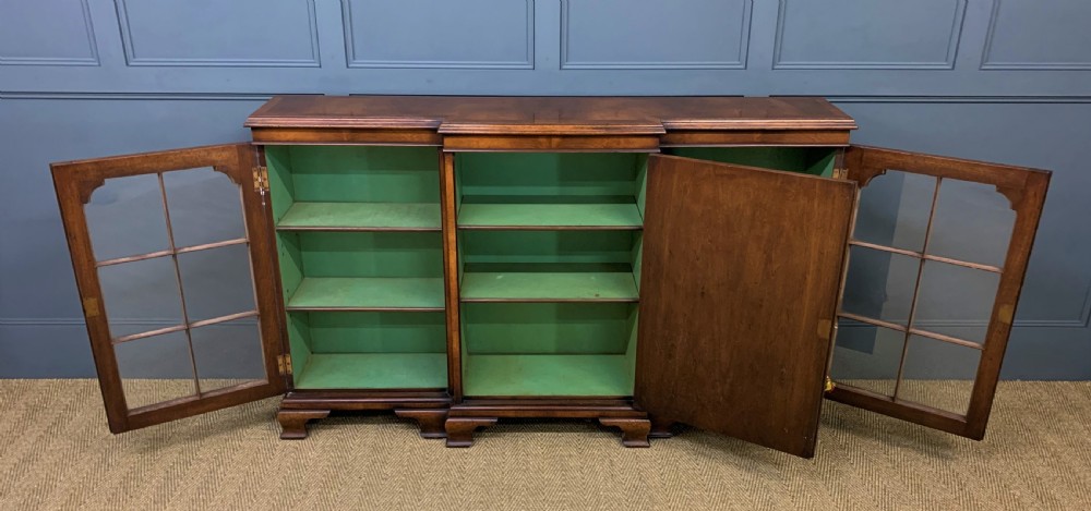 Burr Walnut Breakfront Bookcase View IV