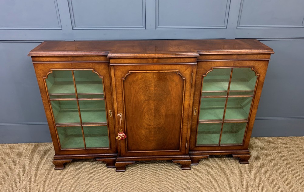 Burr Walnut Breakfront Bookcase View VI