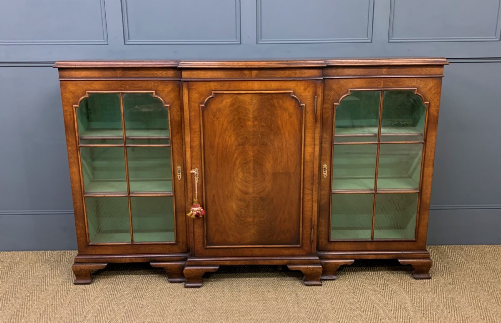 Burr Walnut Breakfront Bookcase View VII