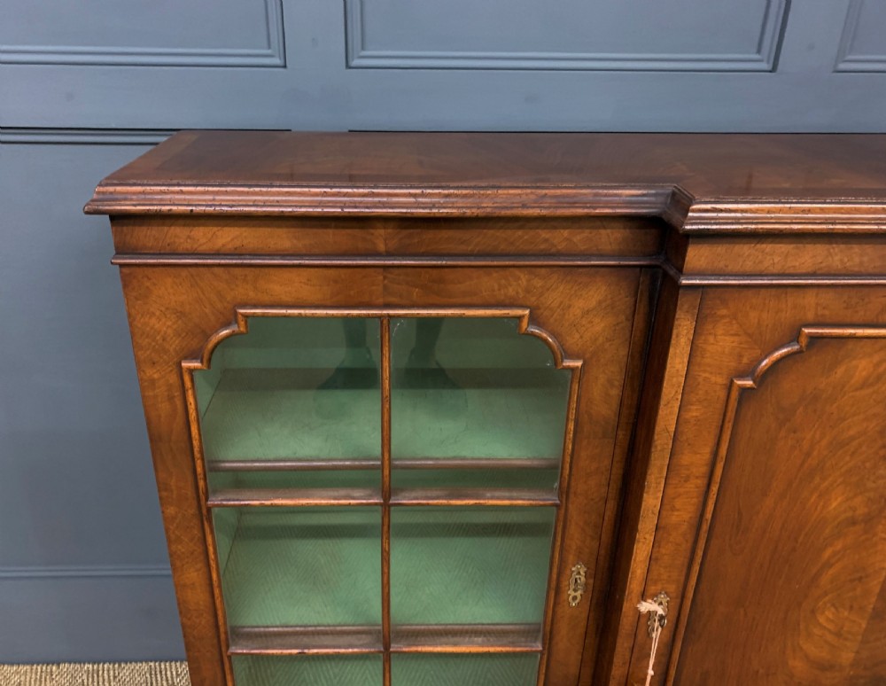 Burr Walnut Breakfront Bookcase View XI