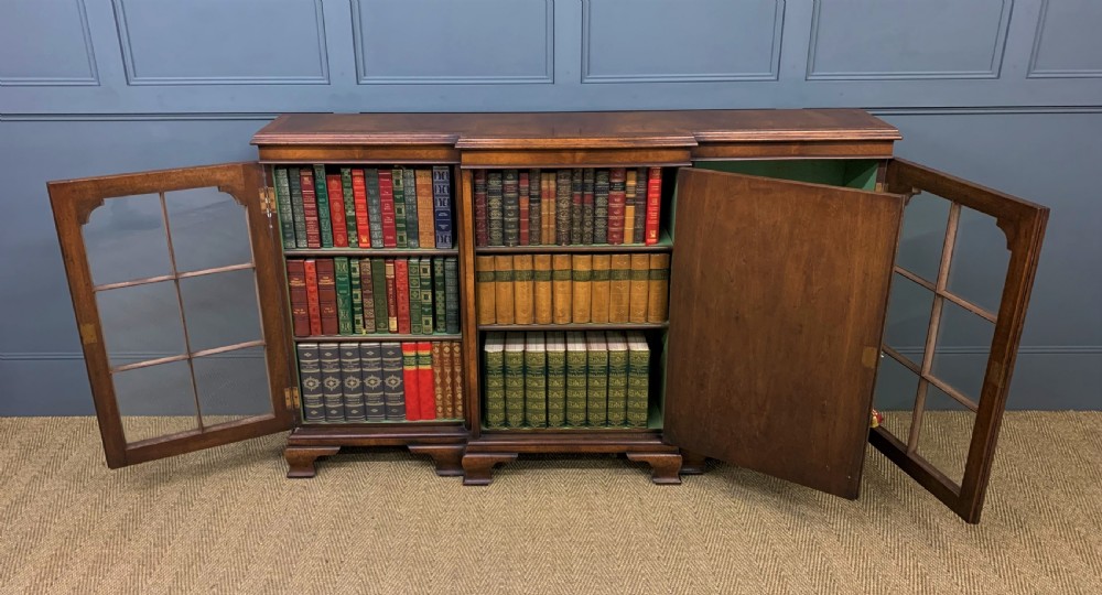 Burr Walnut Breakfront Bookcase View XII