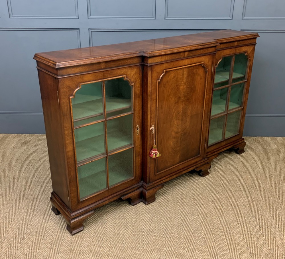 Burr Walnut Breakfront Bookcase View XVII
