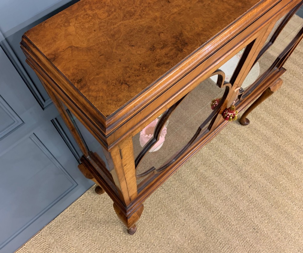 Queen Anne Style Burr Walnut Display Cabinet View VIII
