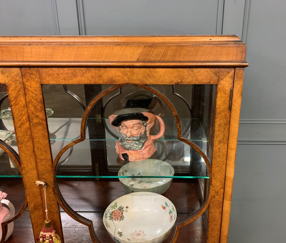 Queen Anne Style Burr Walnut Display Cabinet View IX