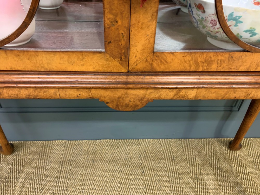 Queen Anne Style Burr Walnut Display Cabinet View X