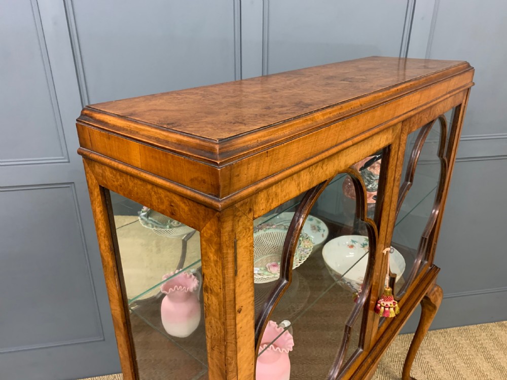 Queen Anne Style Burr Walnut Display Cabinet View XIII