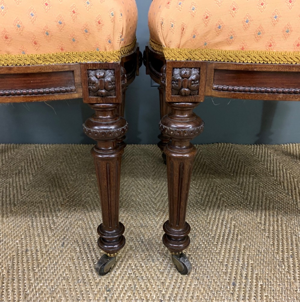 Pair of Victorian Mahogany Upholstered Stools View IV