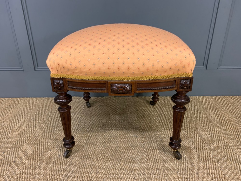 Pair of Victorian Mahogany Upholstered Stools View IX
