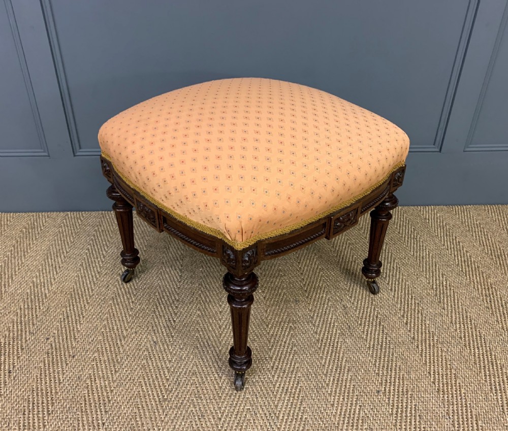 Pair of Victorian Mahogany Upholstered Stools View XIII