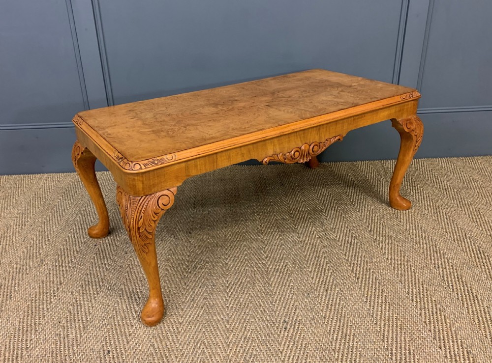 Queen Anne Style Burr Walnut Coffee Table