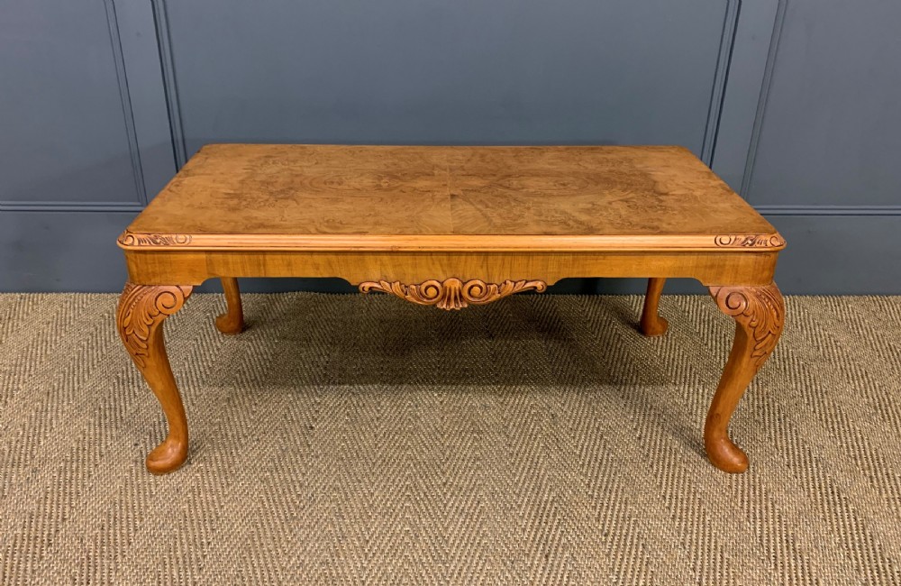 Queen Anne Style Burr Walnut Coffee Table View II
