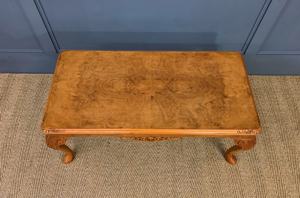 Queen Anne Style Burr Walnut Coffee Table View III