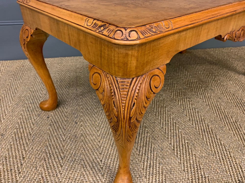 Queen Anne Style Burr Walnut Coffee Table View IV