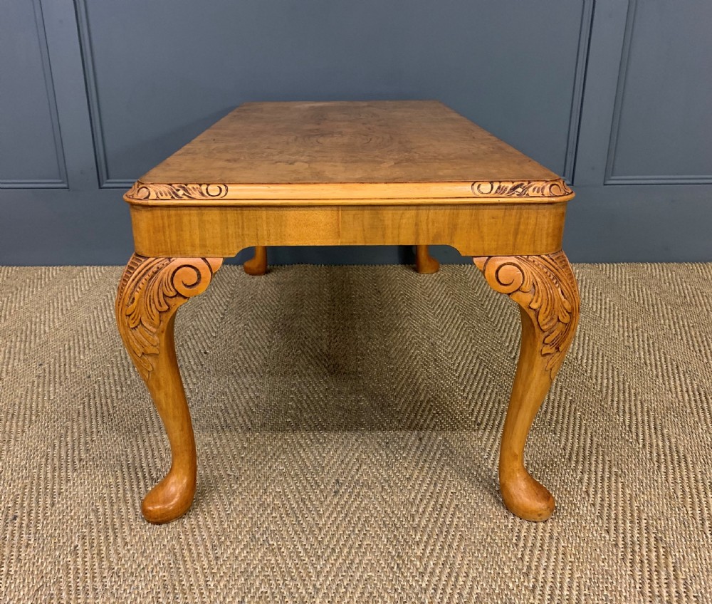 Queen Anne Style Burr Walnut Coffee Table View V