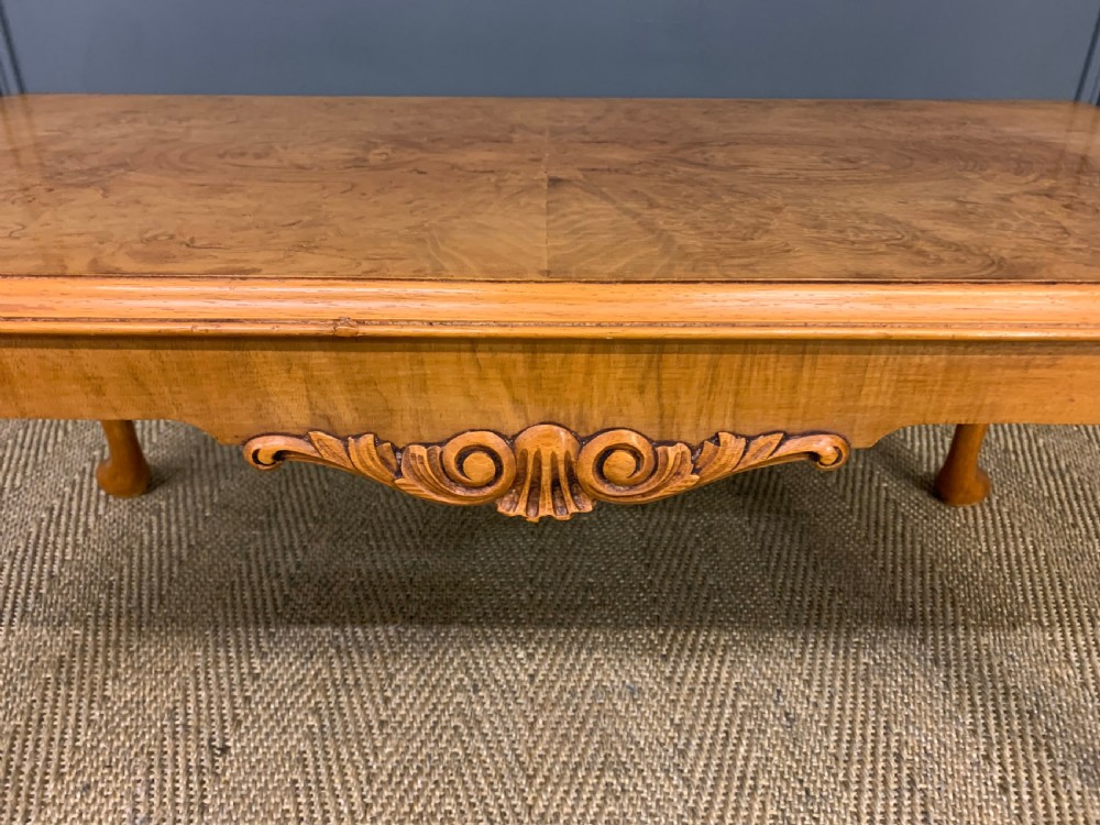 Queen Anne Style Burr Walnut Coffee Table View VII