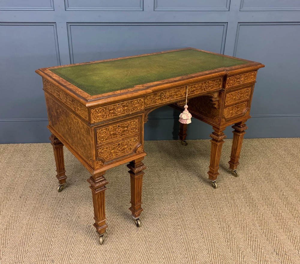 Johnstone and Jeanes Inlaid Burr Walnut Writing Table