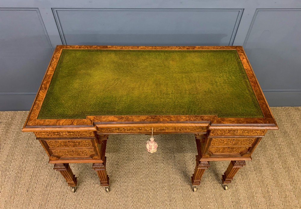 Johnstone and Jeanes Inlaid Burr Walnut Writing Table View II