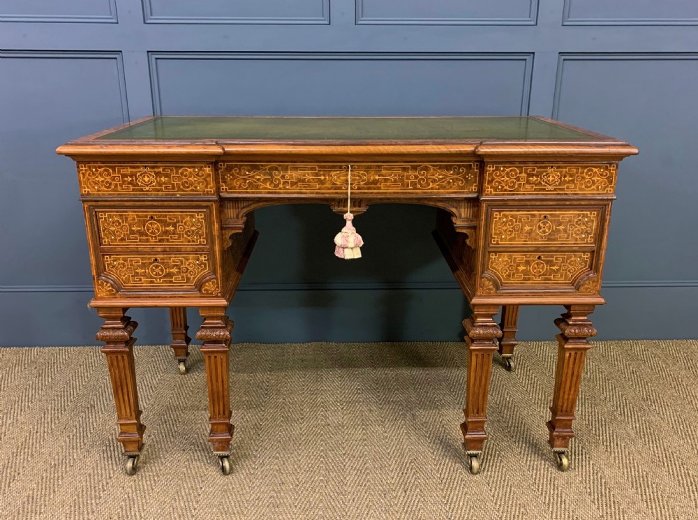 Johnstone and Jeanes Inlaid Burr Walnut Writing Table View III